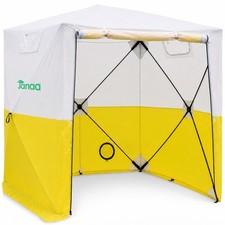 Jax3 Pop-up Work Tent 6.2x6.2x7.05 Feet White Yellow Waterproof Fiberglass