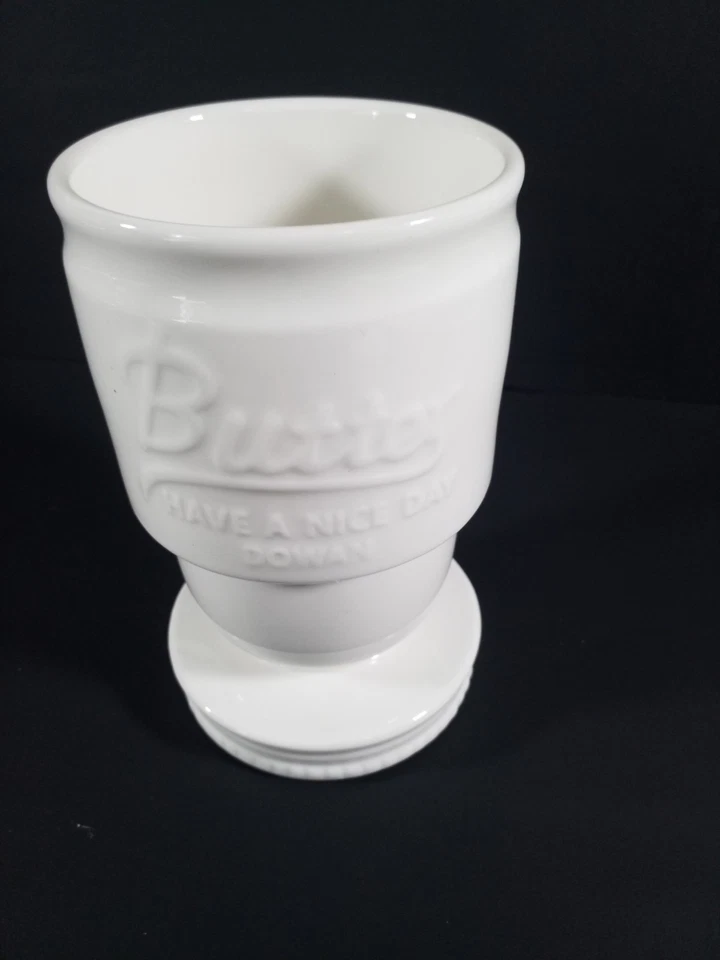 Dowan Ceramic French Butter Bell Keeper Crock Mason Jar  White Embossed - Image 4 of 4