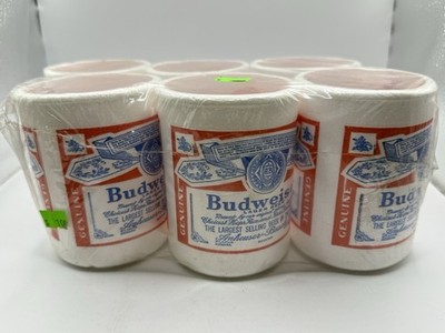 Vintage Budweiser Foam Beer Mugs 6 Pack Sealed NOS Insulated Cups Barware