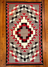 BEAUTIFUL NAVAJO GANADO RUG, INTRICATE GEOMETRIC DESIGNS, EXCELLENT, C1930, NR!