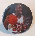Vintage Michael Jordan Button Pin Jump Inc Tongue Out Printed Signature 3" Bulls — photo 3