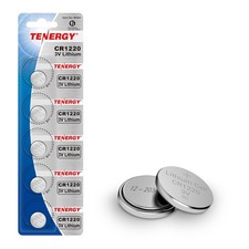 Tenergy CR1220 3V Lithium Button Cell Battery, for Keys, Watches, 5 Count