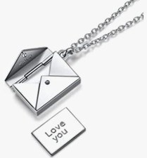 Secret Love Massage Envelope Necklace Love You Locket Engraved Letter Jewelry