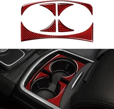 Red Real Carbon Fiber Console Cup Holder Frame Deco Trim Fits 11-23 Chrysler 300