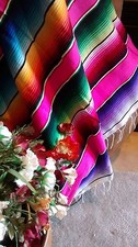 Mexican Serape blanket Pink,Multi color Vibrate colors falsa classic EXTRA LARGE