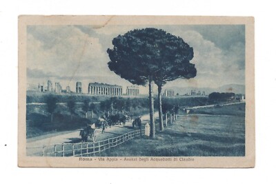 ROME VIA APPIA AQUEDUCTS OF CLAUDIO YEAR 1919 POSTCARD TRAVELLED FP
