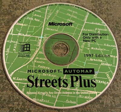Microsoft Automap Streets Plus 1997 - rare, retro PC software program - disc
