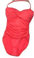 LA BLANCA Island Goddess Halter Ruched Ginger Pink Convertible Swimsuit sz 6