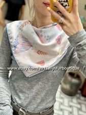 Pure Quality 16 Momme Jacquard Twill Silk Butterflies Print Collar Scarf 26"