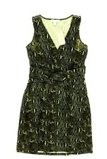 Michael Kors Womens Sleeveless V-Neck Snake Print Sheath Dress Green Size 6