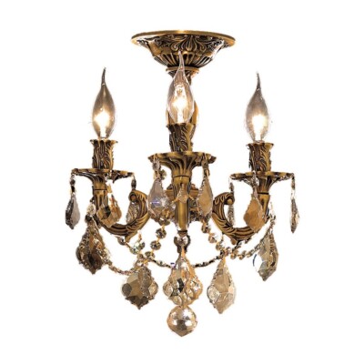 Elegant 9203 Rosalia 3-LT 13'' Royal Cut Flush Mount,Gold/Smoke - 9203F13FG-GT-RC