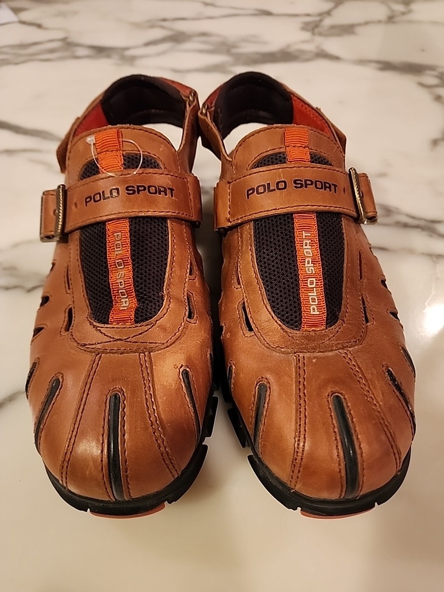 VINTAGE 90's LEATHER POLO RALPH LAUREN GLADIATOR FISHERMAN SANDALS