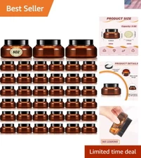 36 Pack 5 oz Plastic Cosmetic Containers with Lids Labels Plastic Jars with L...