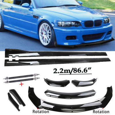 For BMW 3 Series E46 M3 E90 E91 Front Bumper Spoiler Side Skirt Strut Gloss Blac