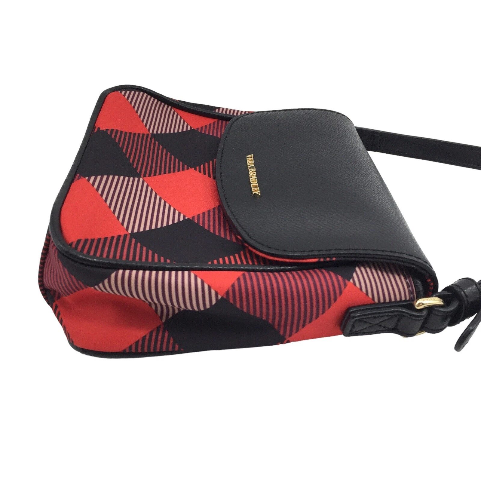 Mini borsa a tracolla Vera Bradley donna piccola a scacchi di bufalo rosso nero