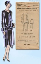 1920s VTG Ladies Home Journal Sewing Pattern 5947 FF Flapper Cocktail Dress 38 B