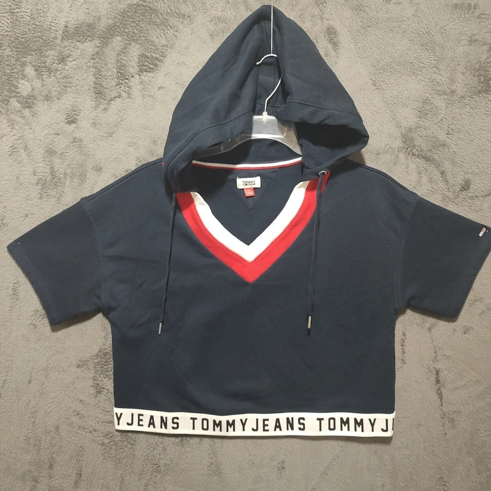 Tommy Hilfiger Sudadera Mujer Grande 12 14 Negro TOMMY JEANS Sudadera con Capucha Damas Foto 4 de 4