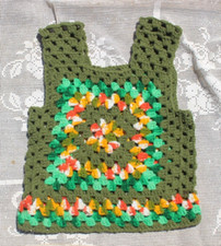 Vintage ORG 1970's Granny Square Crochet Women's Slip Over Sweater Vest Small
