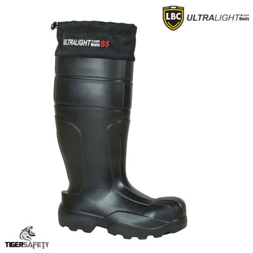 Bottes Leon LBC Ultralight S5 noir haut haut doublé chaud bottes de sécurité Wellington - Photo 1 sur 7