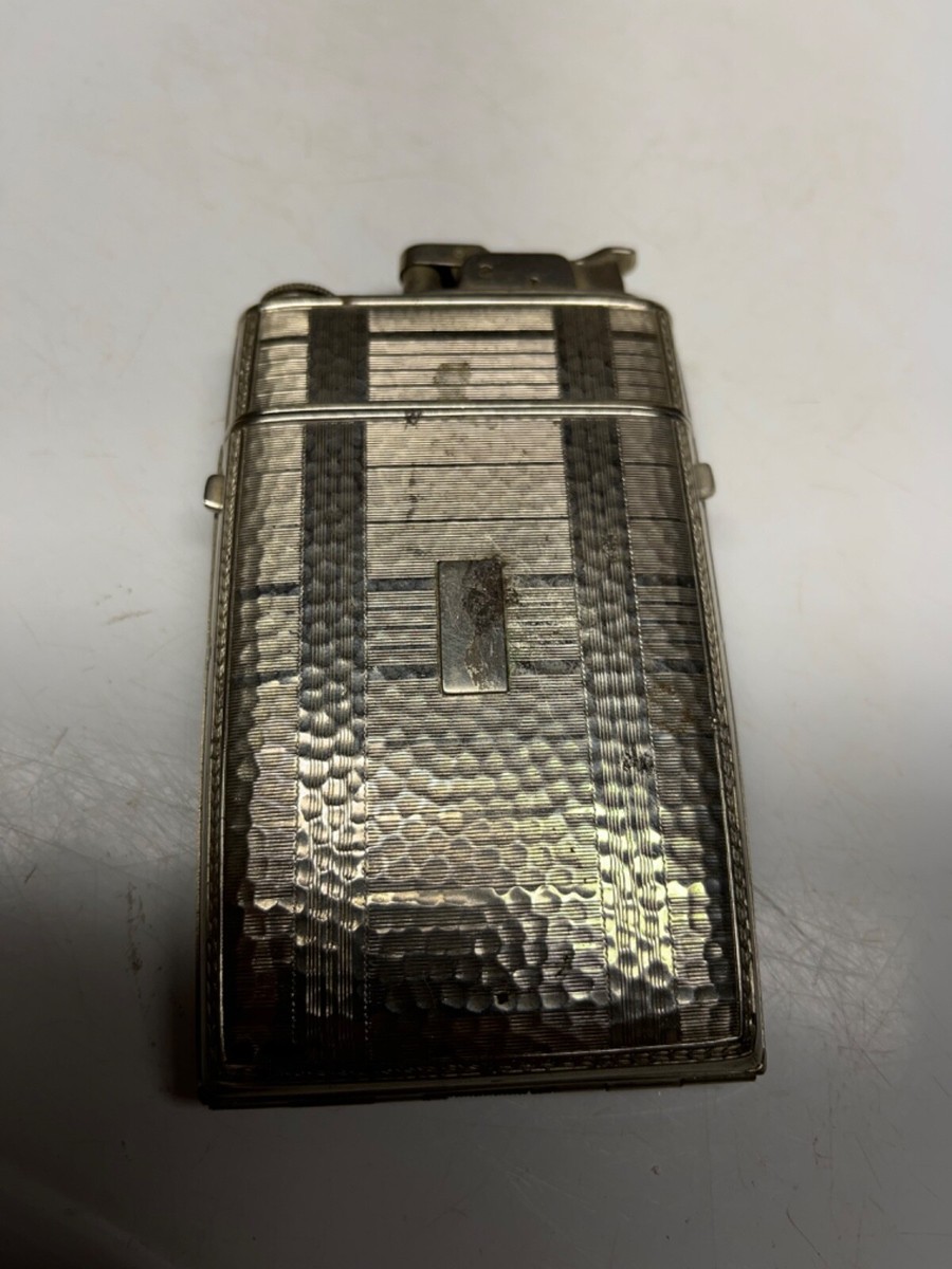 Evans Art Deco hammered cigarette lighter & case combination