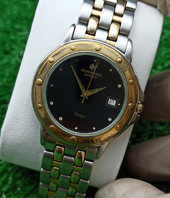 Luxury Raymond Weil Tango Geneve Watch Gold Men Wristwatch Swiss 80s