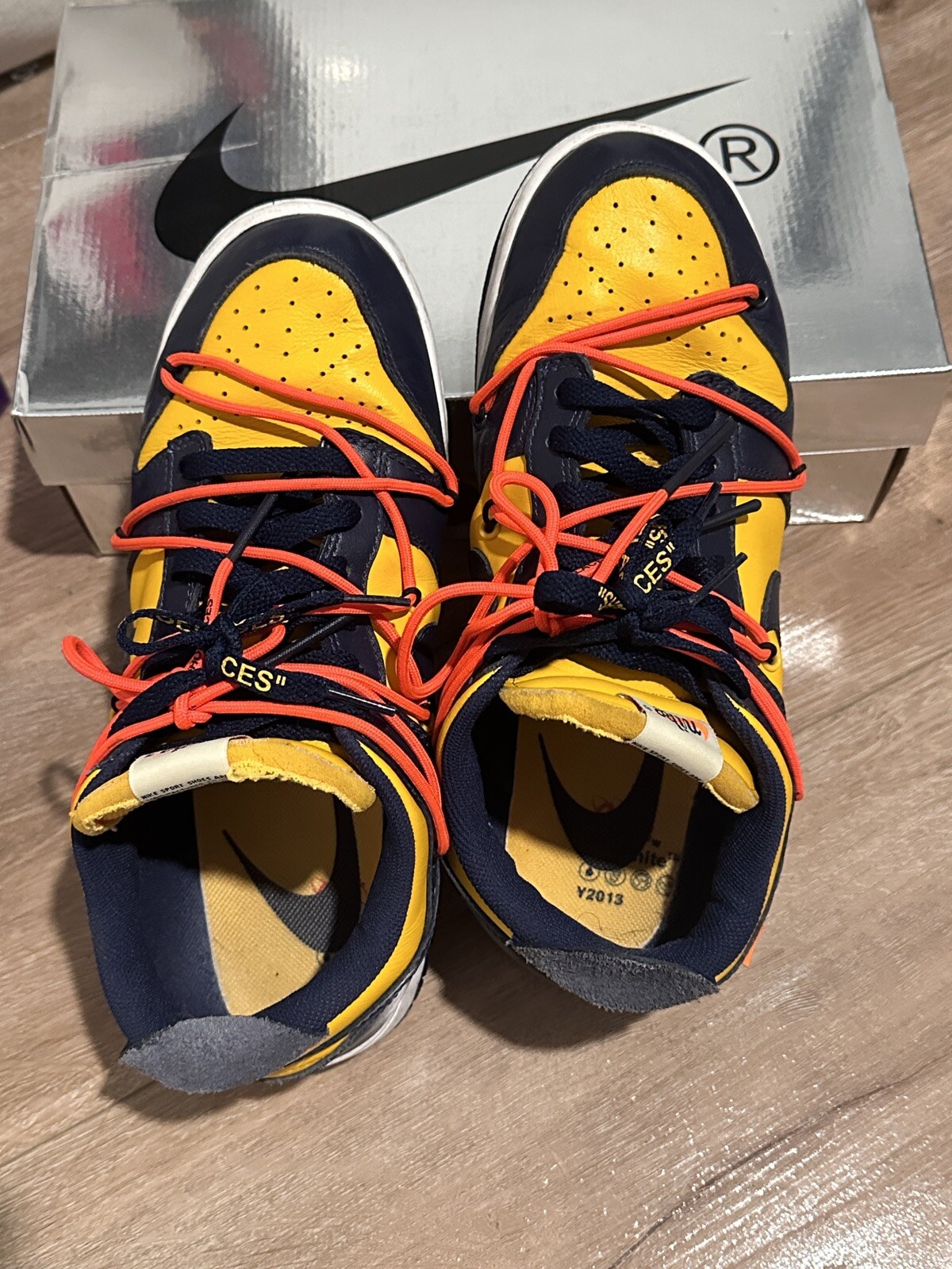 OFF WHITE X NIKE Taglia 9 5 Nike Dunk Low x BIANCO SPORCO oro universitario 2019