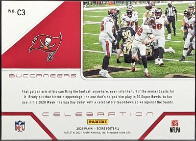 2021 Score Celebration Insert #C3 Tom Brady Tampa Bay Buccaneers