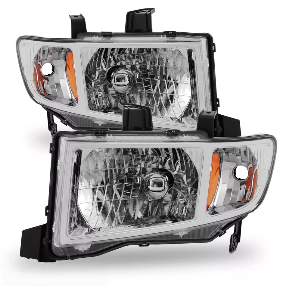 Conjunto de faróis para 2006-2014 Honda Ridgeline cromado âmbar par - Imagem 3 de 4