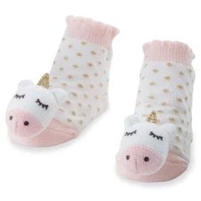 Mud Pie E4 Kids Baby Girl Unicorn Rattle Toe Socks 0-12M 11040020