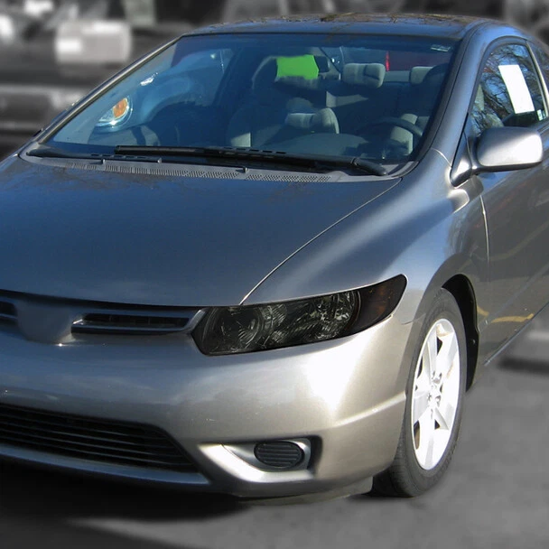 For 06-11 Honda Civic FA FG  Smoke Smoked Headlights Amber Reflector 2 DOOR  - Image 3 of 3