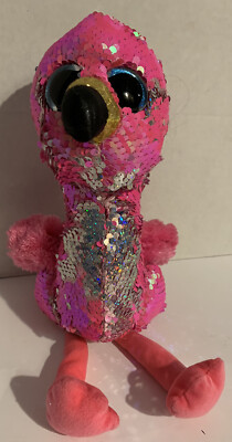 Ty Flippables 11'' Pinky the Pink & Silver Flamingo Color Changing Sequin Plush 
