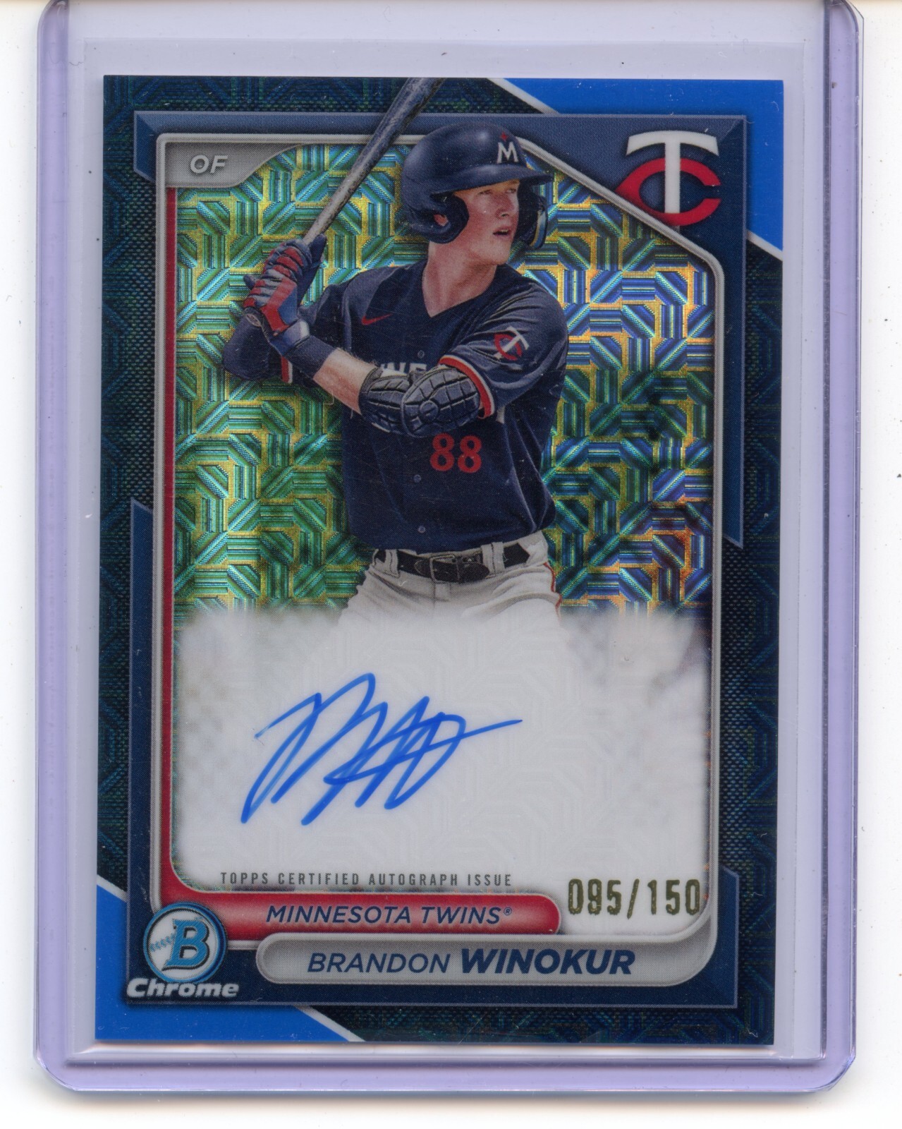 2024 Bowman Mega Brandon Winokur #BMA-BWI Autograph Blue Mega Refractor #/150