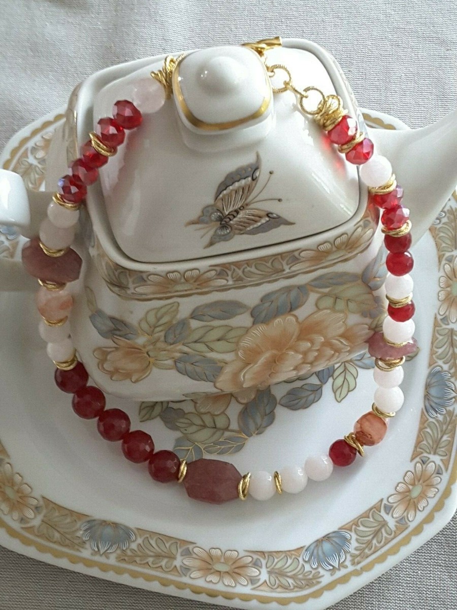 Perline Rotonde In Giada Rossa Naturale Per La Creazione Di - Foto 3