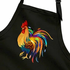 Cute Chicken Gift Apron Bib w/Pockets Custom Printed Rooster Chicken Lover Farm