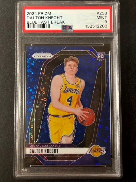 2024 Panini Blue Fast Break Prizm Dalton Knecht /150 Rookie RC #238 PSA 9 Lakers