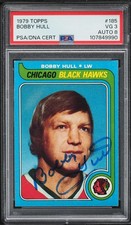 Bobby Hull The Golden Jet HOF 1979 Topps Card 185 PSA 3/8 AUTO Signed
