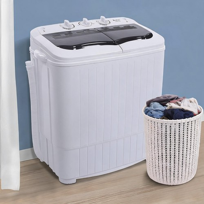 #ad #ad Portable 14.3lbs Semi automatic Twin Tub Washing Machine W Built in Drain Pump $119.99