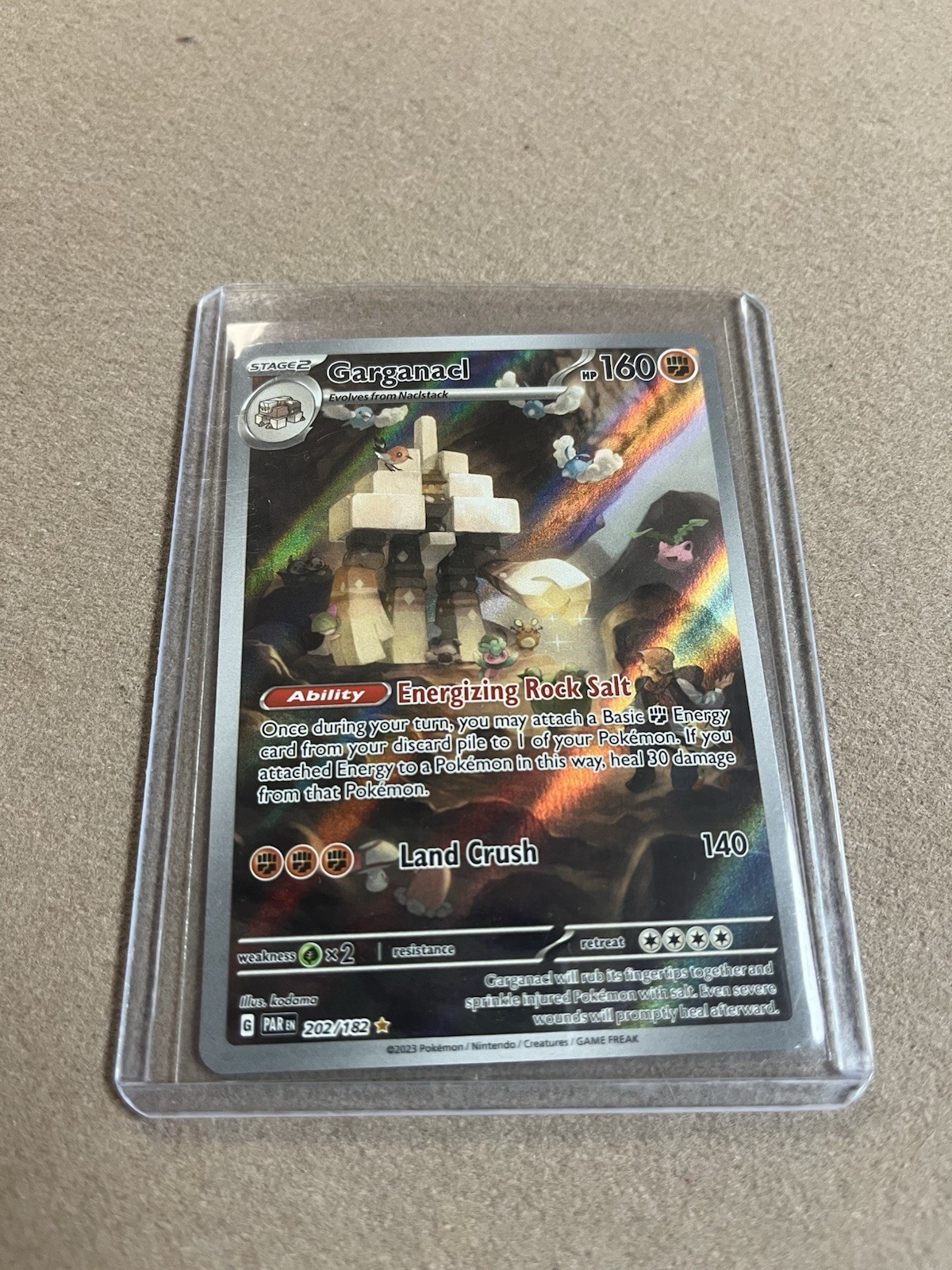 Garganacl TCG Holo Card 202/182 Sv04: Paradox Rift (Shipped Bubble Mail)