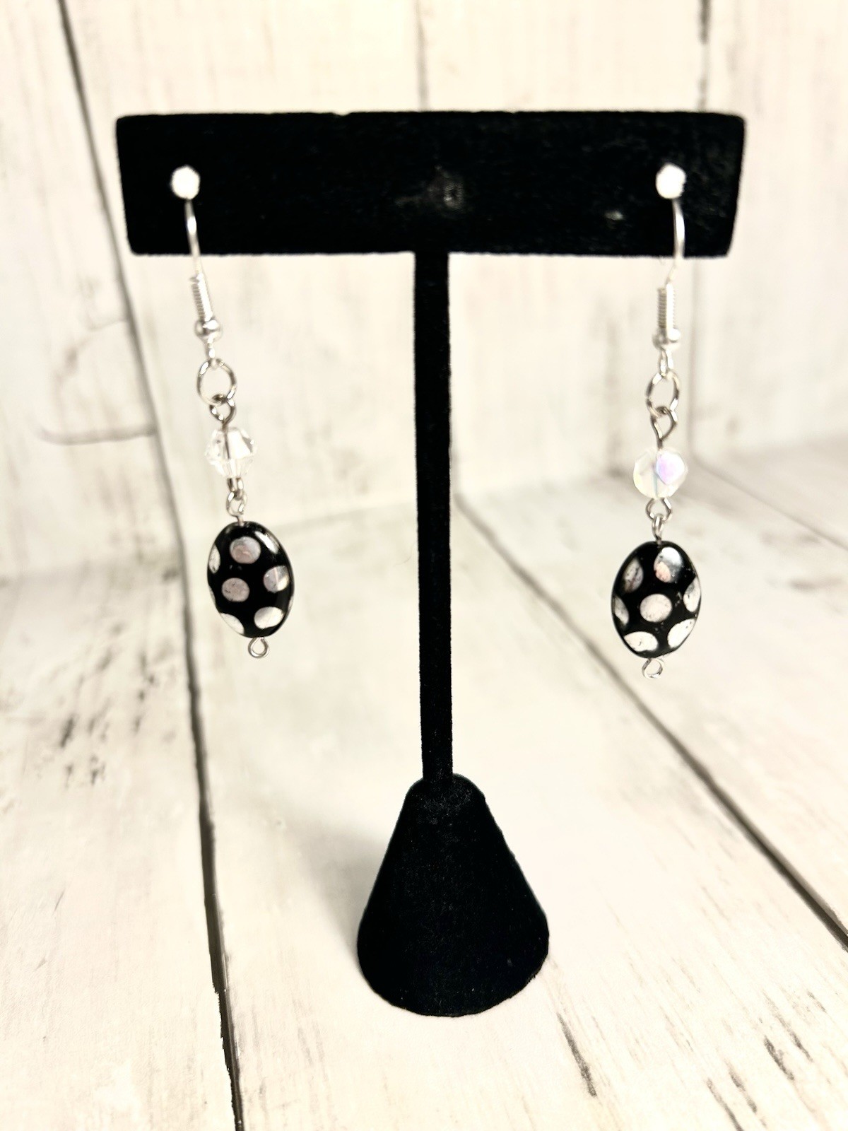 Black and Silver Dot Earrings for Women