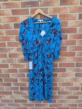 Jolie Moi Dress Womens Size 16 Blue Midi Fit Flare Teal Floral Short Sleeve BNWT