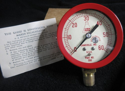#ad #ad Vintage Marsh Pressure Gauge 0 60psi CHEM FARM Evansville IND RECALIBRATOR $24.99