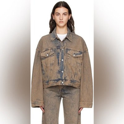 Acne Studios Signature Unisex Denim Trucker Jacket - Light Pink/Grey Size 10 NWT