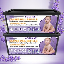 Diaper Easy Roll Refill Bags 2 Pack  60 Plant Scented Diaper Pail Refills  ...