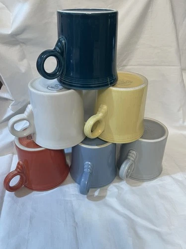 Set of 6 Assorted Colored Fiestaware 12oz Ringed handle Mugs