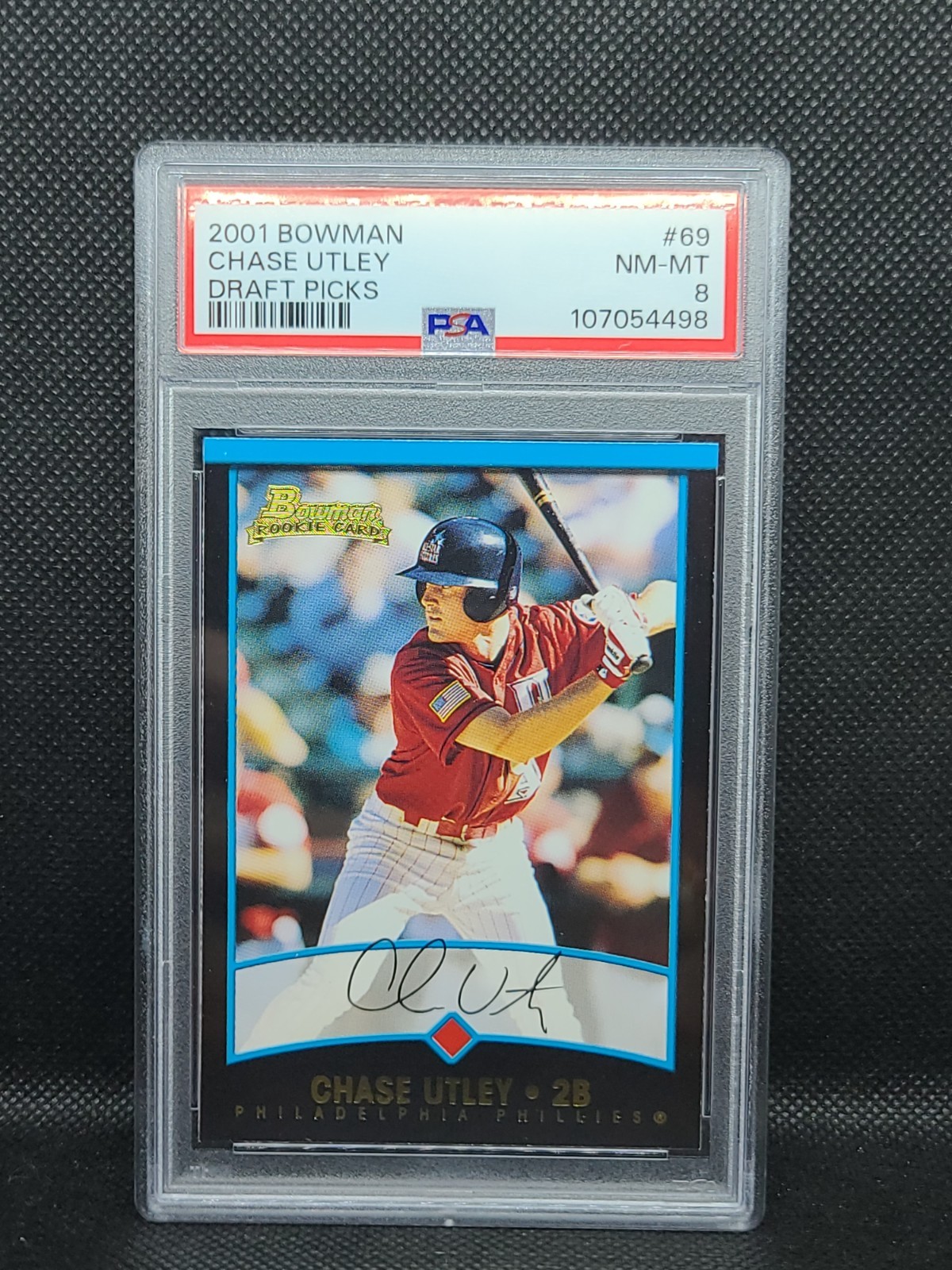 2001 Bowman Draft Picks #69 Chase Utley RC PSA 8