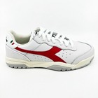 Diadora Maverick H.O.C. White Red Italy Mens Full Grain Leather Sneakers