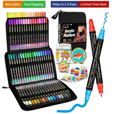 Acrylic Paint Markers Pens, Dual Tip 72 Colors  Paint Pens Acrylic Markers fo...