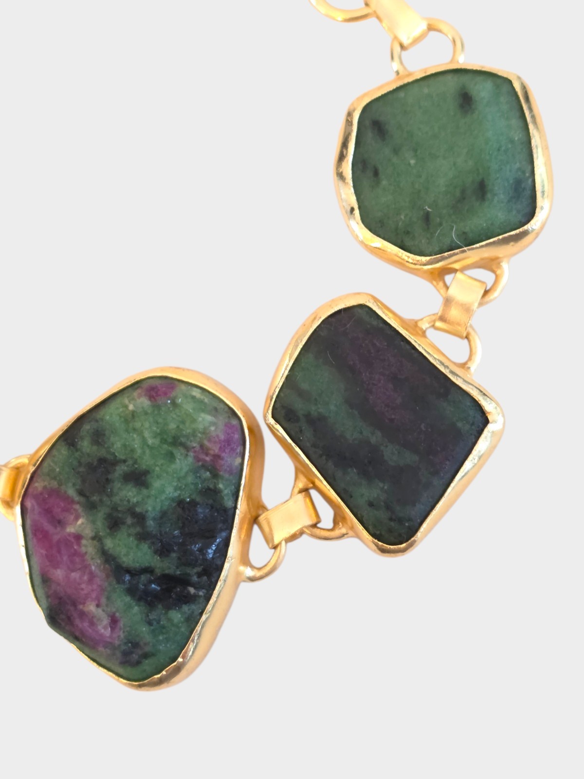 RUBY ZOISITE GEMSTONE GOLD-TONED BRACELET - image 3