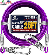 Tie Out Cable for Dogs up to 300Lbs,25Ft Extra Strong 1000Lbs Break Strength Tie