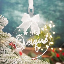 Personalized Christmas Ornament, Custom Name Acrylic Circle Decor, Gift Tag